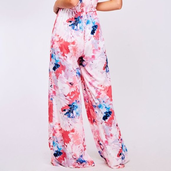 Pink Floral Ribbed Jumpsuit - Picture 4 of 7